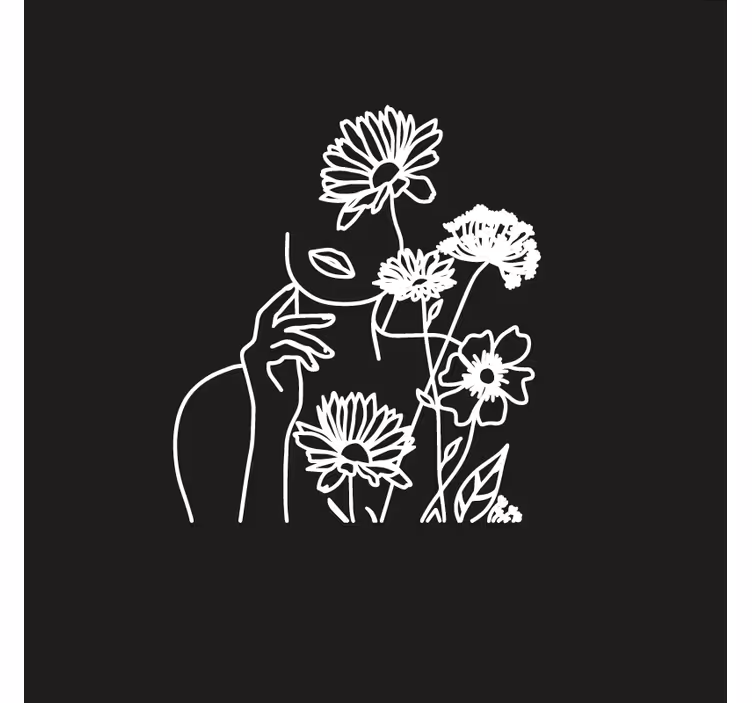 Estor enrollable salón diseño minimalista mujer y girasoles - TenVinilo