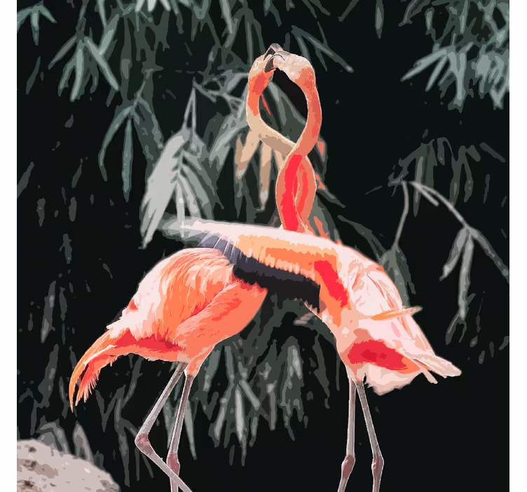 Estor enrollable salón hermosa imagen de flamencos - TenVinilo