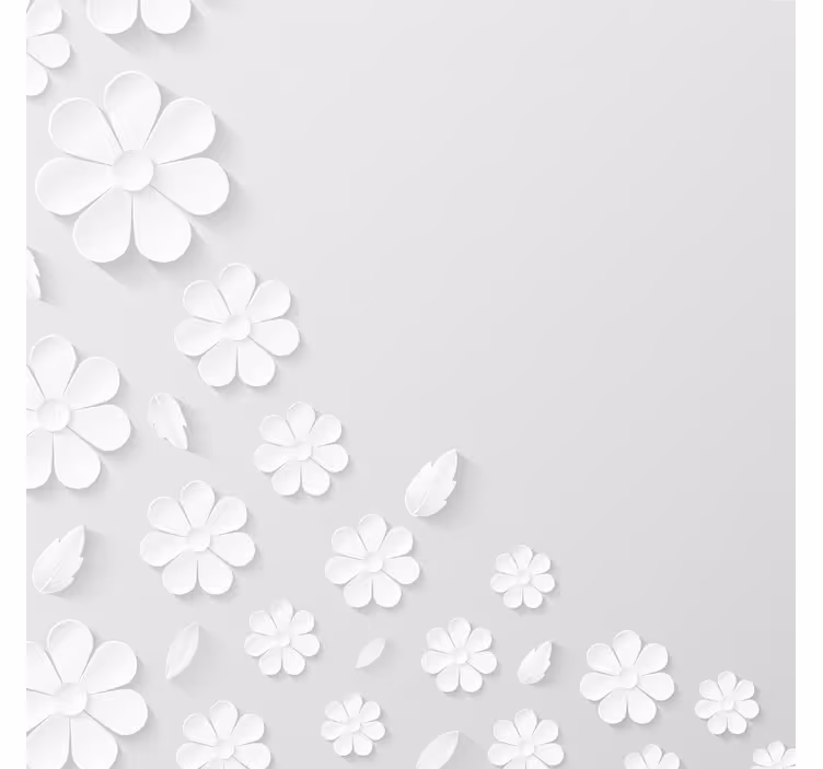 Estor enrollable blanco fondo de flores blancas - TenVinilo