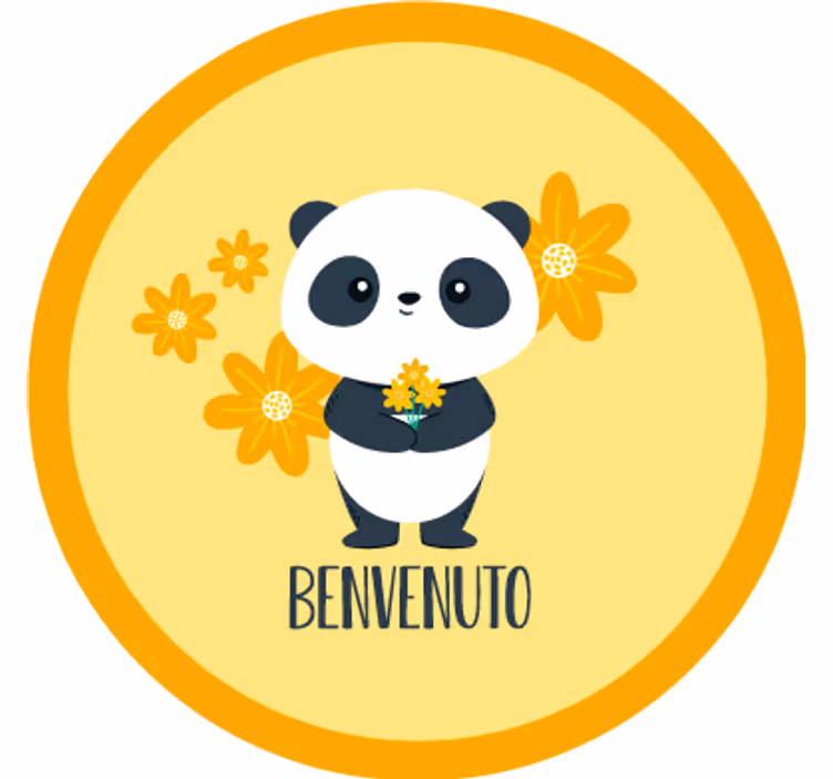 Estor enrollable amarillo panda bienvenido a mi habitación - TenVinilo