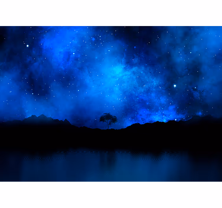 Estor enrollable azul escena de nebulosa estelar - TenVinilo