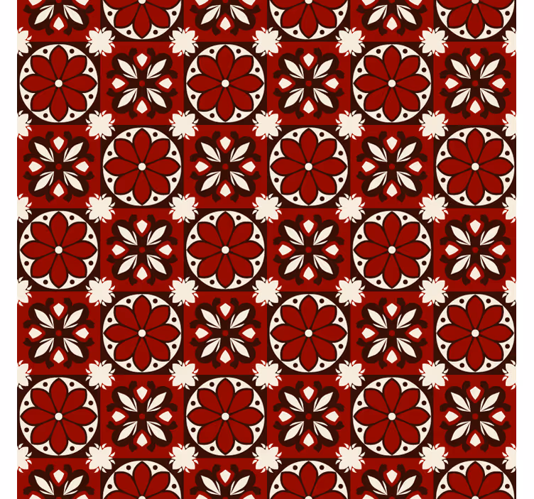 Estor enrollable rojo patrón de azulejos vintage - TenVinilo