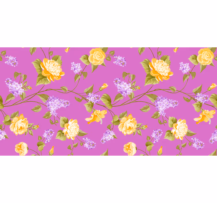 Estor enrollable morado con patrón de flores - TenVinilo