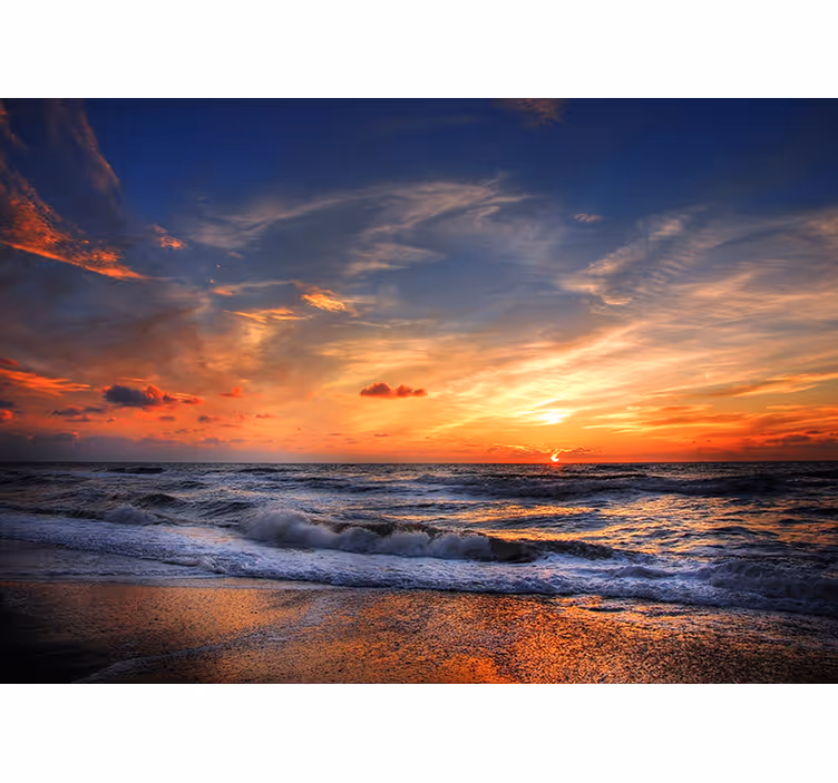 Estor enrollable salón paisaje marino al atardecer - TenVinilo