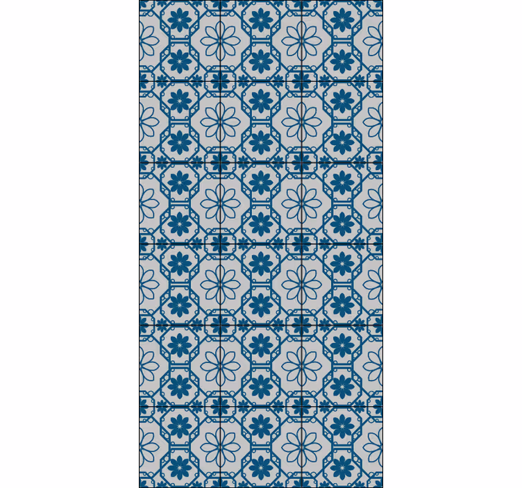 Estor enrollable azul mosaico floral - TenVinilo