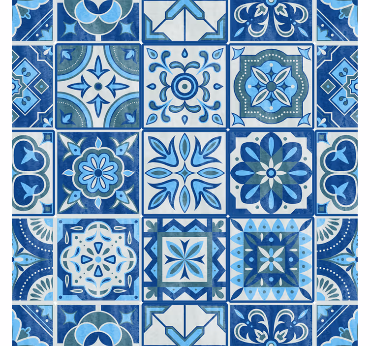 Estor enrollable azul patrón talavera - TenVinilo