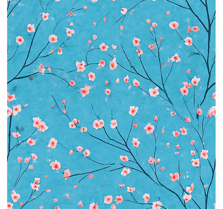 Estor enrollable azul flores de cerezos teal - TenVinilo