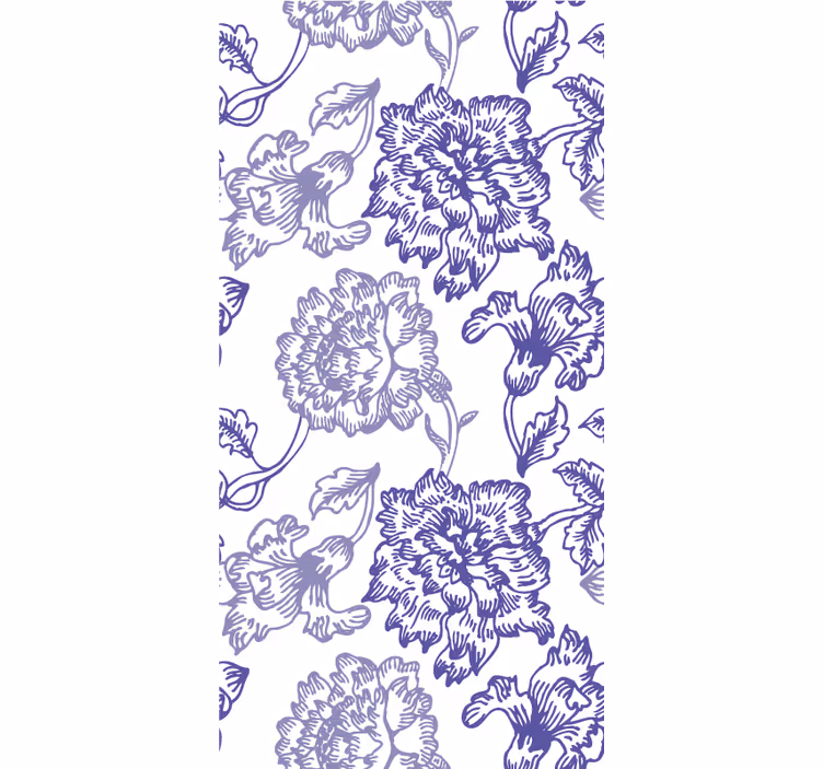 Estor enrollable azul con patrones florales elegantes - TenVinilo