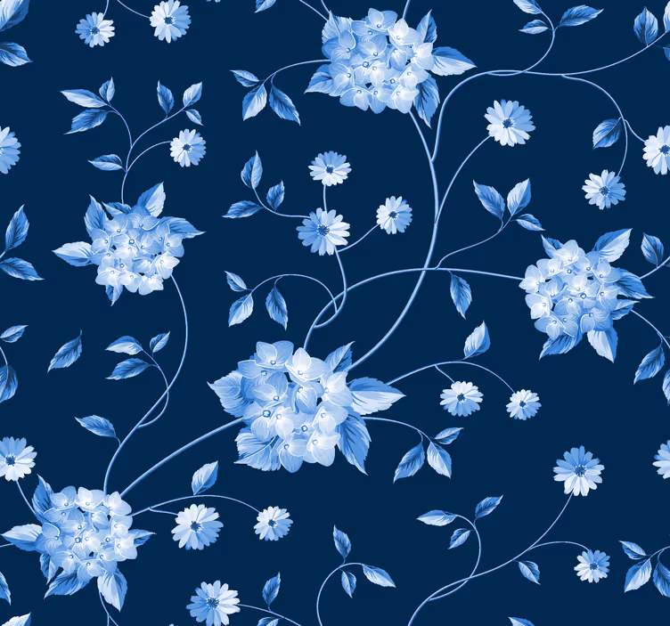 Estor enrollable azul tallos de flores - TenVinilo