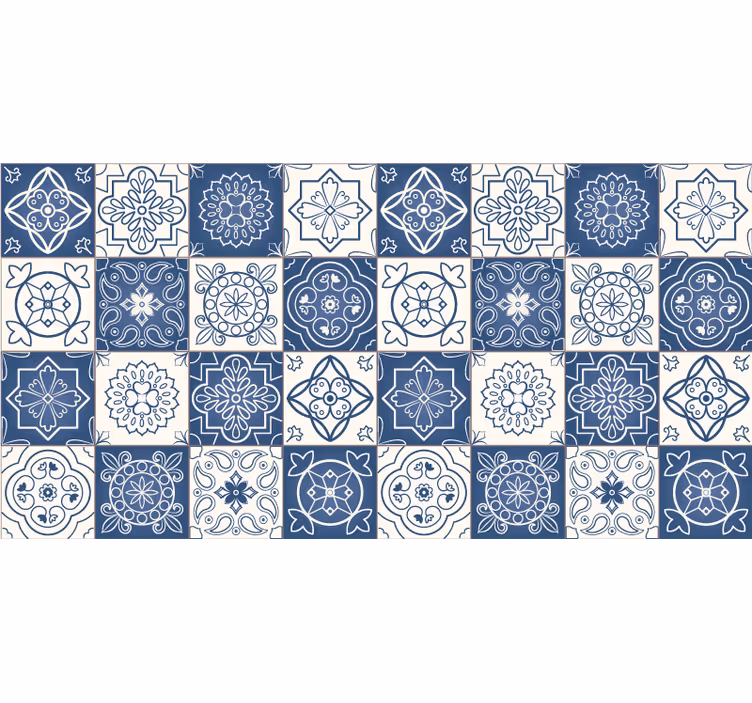 Estor enrollable azul estampado de azulejos - TenVinilo