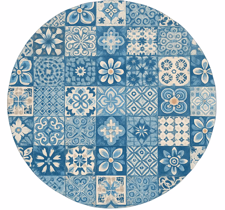 Estor enrollable azul mosaicos circulares - TenVinilo