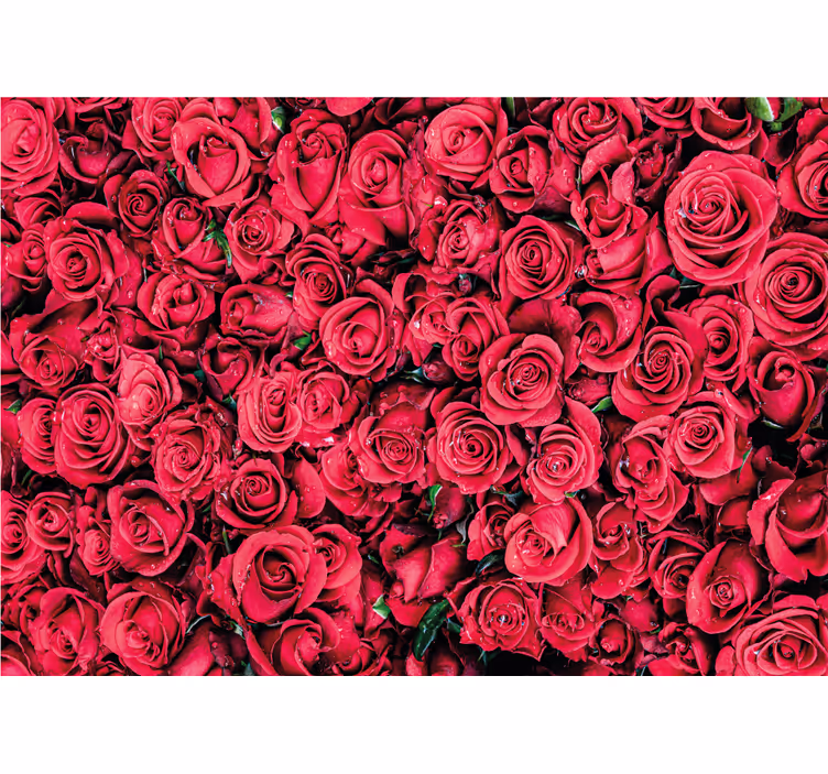 Estor enrollable salón flores rojas con fondo texturizado - TenVinilo