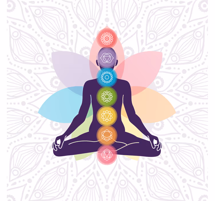 Estor enrollable salón símbolos de los siete chakras - TenVinilo
