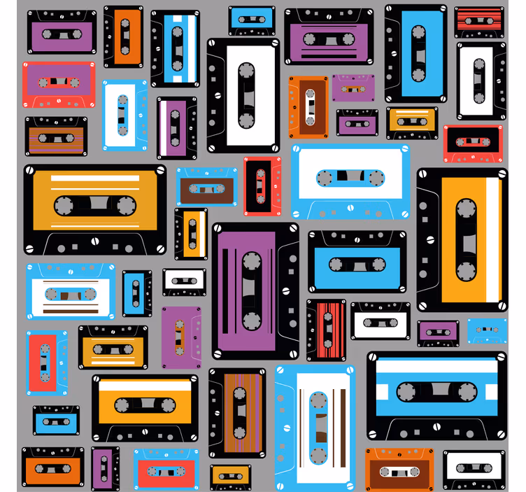 Estor enrollable salón diseño de cintas de cassette 80s - TenVinilo