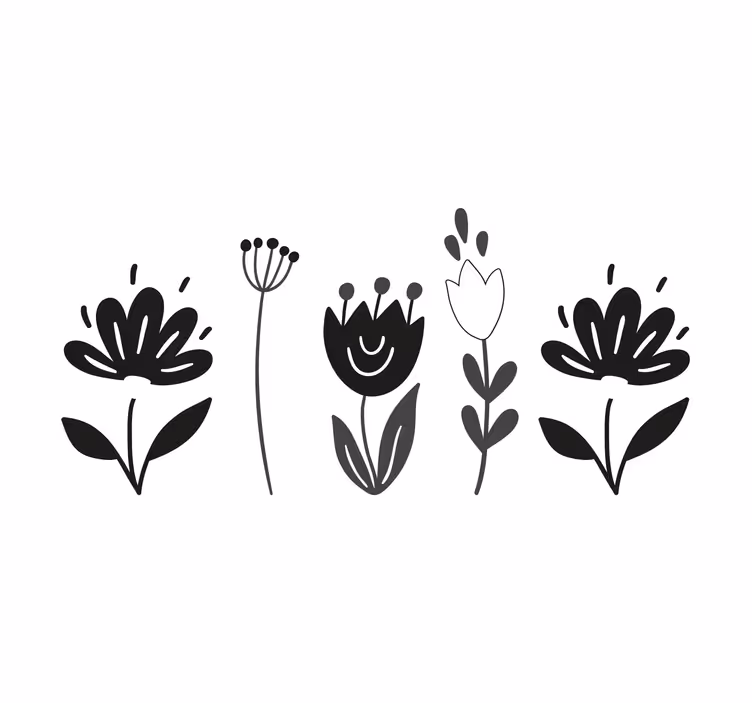 Estor enrollable salón flores en blanco y negro - TenVinilo