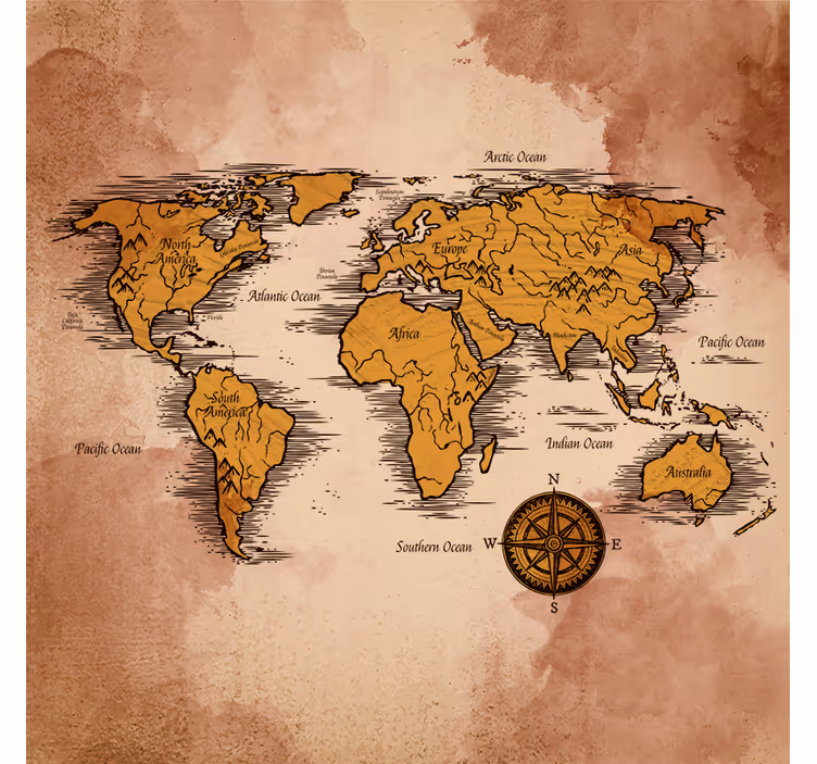 Estor enrollable salón mapa mundi artístico con nombres - TenVinilo