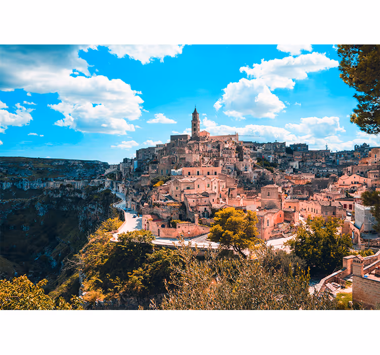 Estor enrollable salón paisaje urbano de matera - TenVinilo