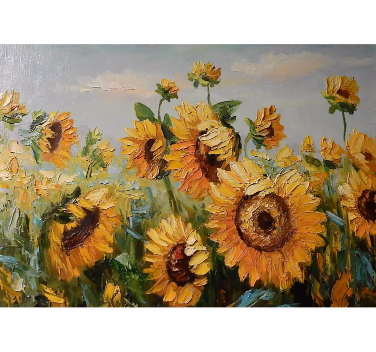 Estor enrollable salón campo de girasoles pintado - TenVinilo