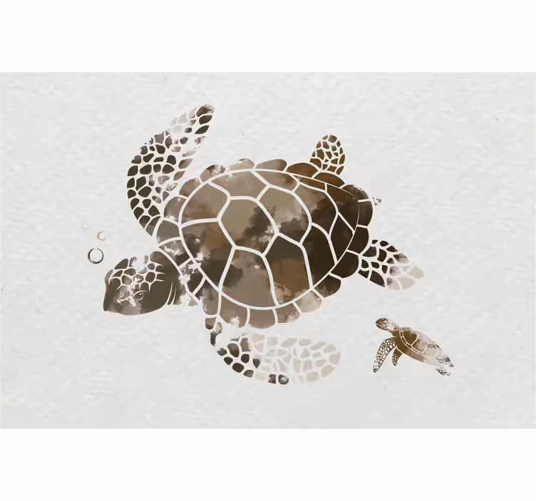 Estor enrollable salón tortuga acuarela marrón - TenVinilo