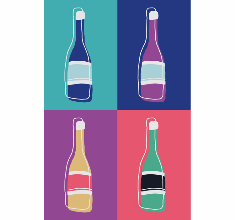 Estor enrollable salón botellas de champán pop art - TenVinilo