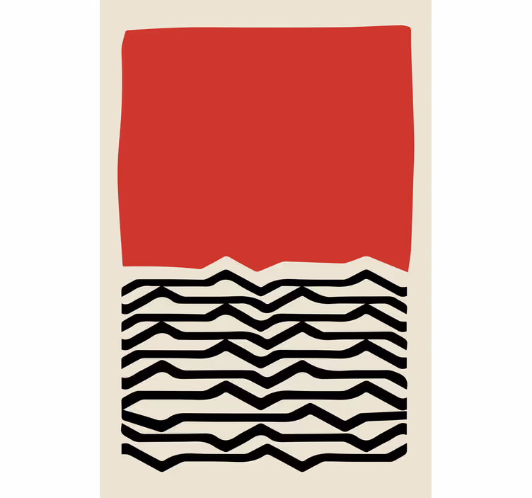 Estor enrollable salón pintura roja con líneas negras - TenVinilo