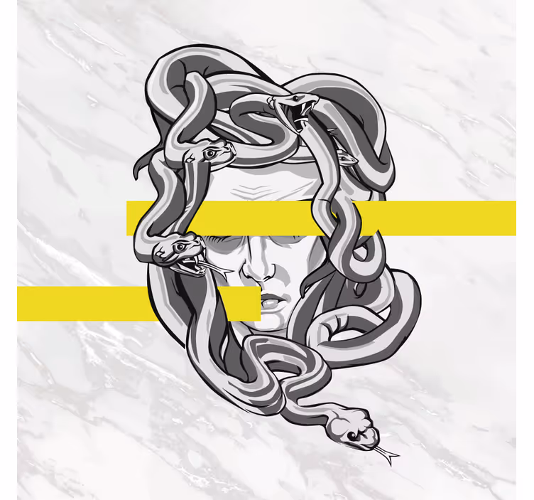 Estor enrollable salón medusa blanca con rayas amarillas - TenVinilo