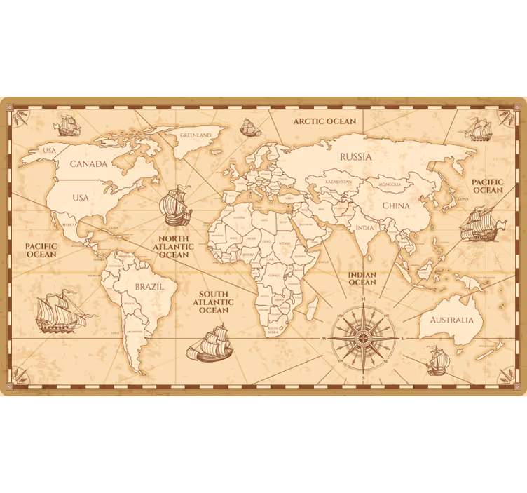 Estor enrollable beige diseño mapa mundi vintage - TenVinilo