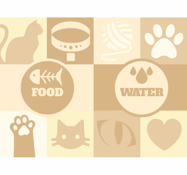 Estor enrollable beige para agua y comida de gatos - TenVinilo