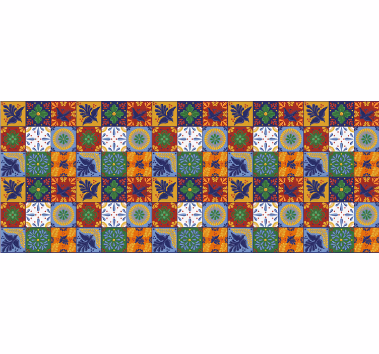 Estor enrollable habitación azulejos mexicanos coloridos - TenVinilo