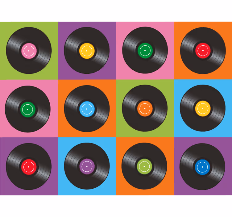 Estor enrollable habitación platos de disco vinilo - TenVinilo