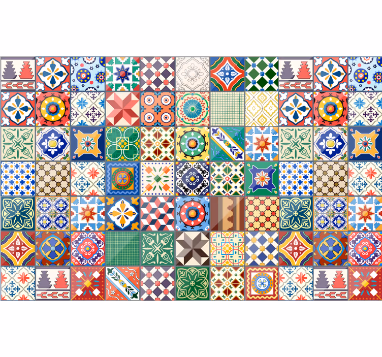 Estor enrollable habitación azulejos mexicanos verdes - TenVinilo