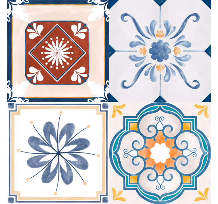 Estor enrollable habitación vintage cuatro azulejos - TenVinilo