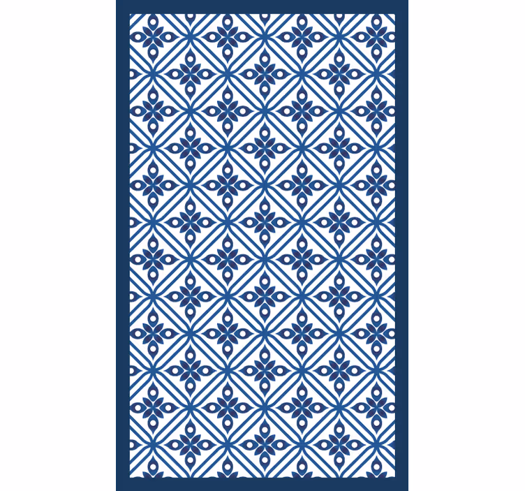 Estor enrollable habitación patrón japonés azul y blanco - TenVinilo