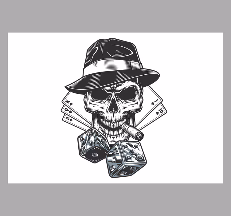 Estor enrollable blanco con dados y calavera - TenVinilo