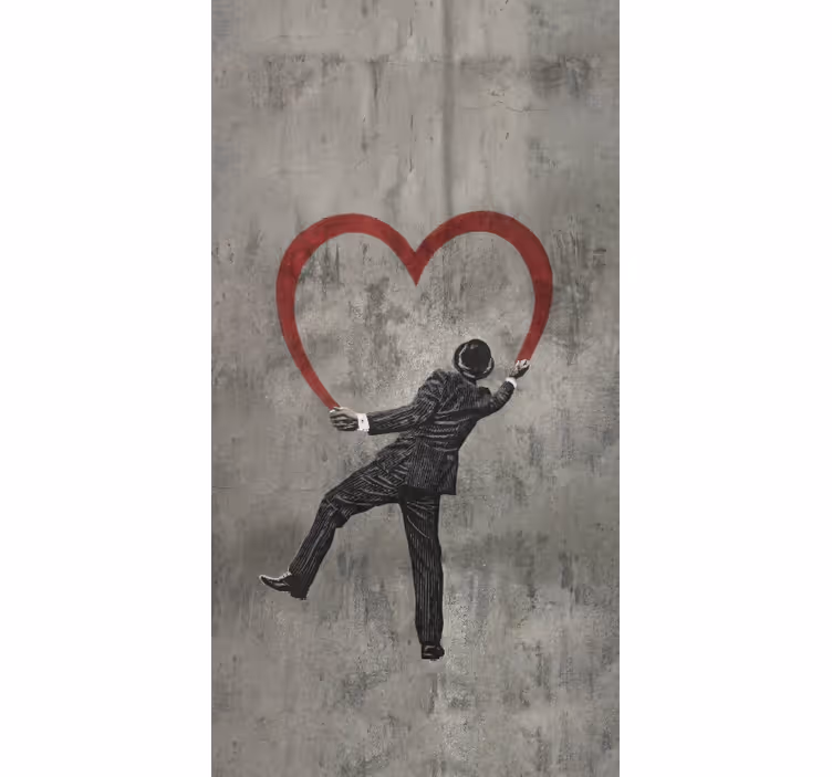 Estor enrollable gris grafiti de corazón banksy - TenVinilo