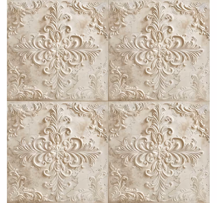 Estor enrollable vintage azulejos beige - TenVinilo