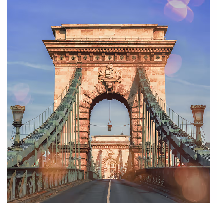 Estor enrollable salón vista panorámica del puente de Budapest - TenVinilo
