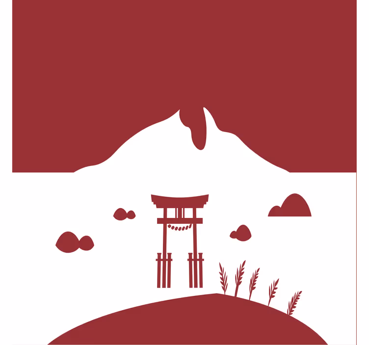 Estor enrollable salón estructura japonesa con lago y montañas - TenVinilo