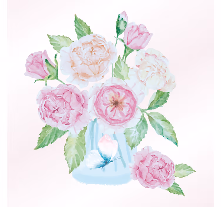 Estor enrollable salón tarro de cristal con flores y mariposa - TenVinilo