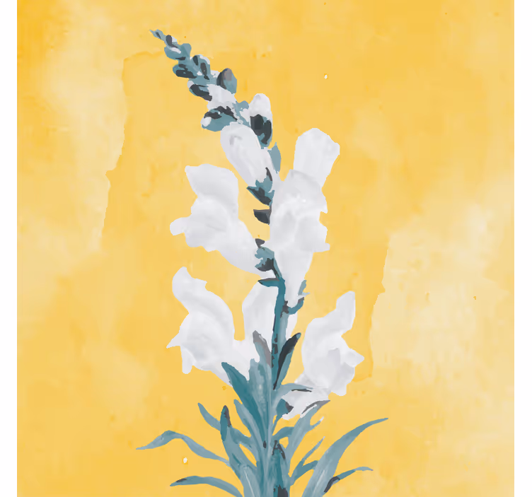 Estor enrollable salón flores blancas sobre fondo amarillo - TenVinilo