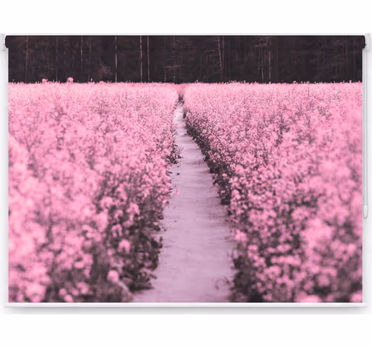 Estor enrollable salón pradera elegante de flores rosas - TenVinilo