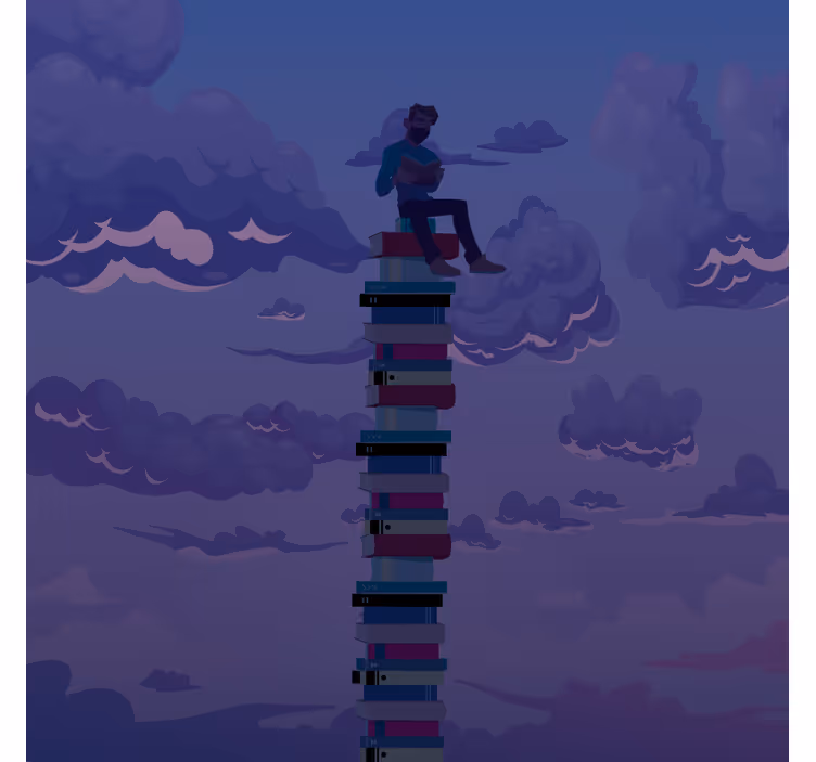 Estor enrollable salón ilustración torre de libros - TenVinilo