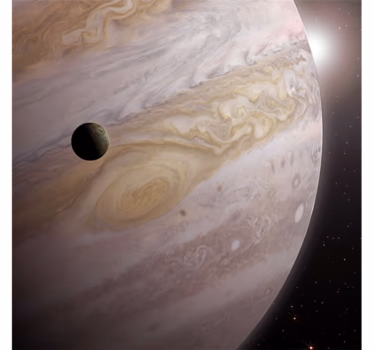 Estor enrollable salón diseño espacial dos planetas beige - TenVinilo