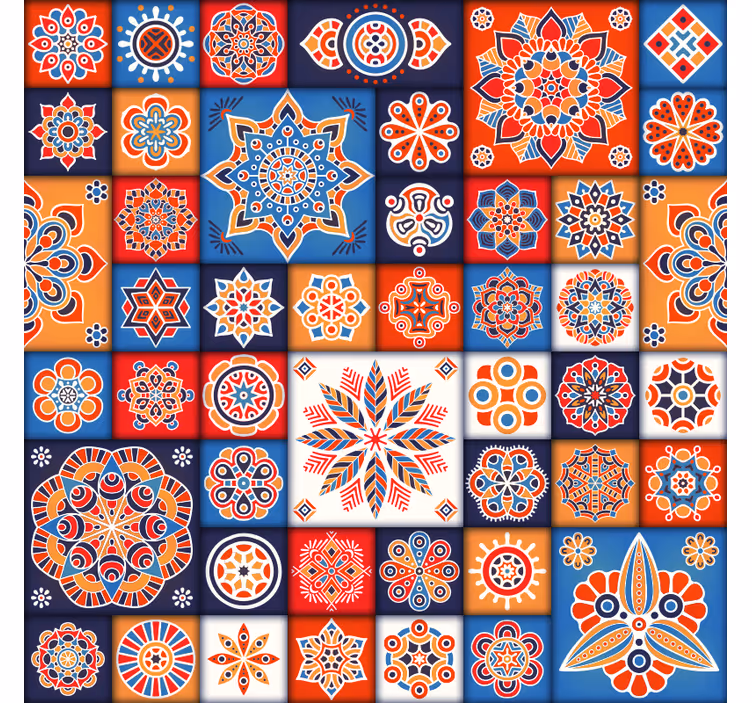 Estor enrollable habitación azulejos mosaico coloridos - TenVinilo