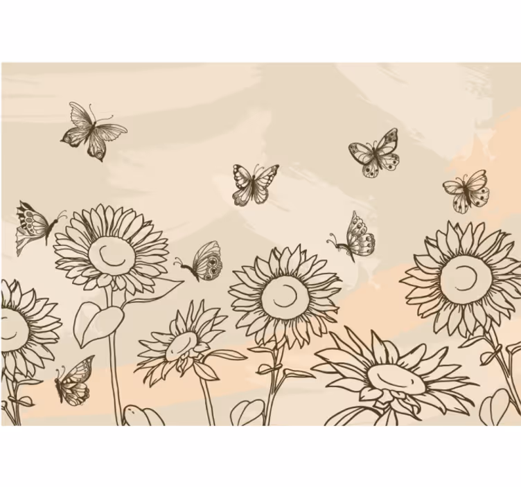 Estor enrollable beige girasoles y mariposas beige - TenVinilo