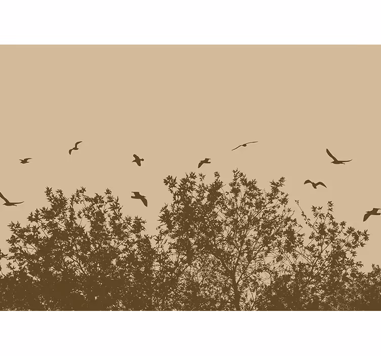 Estor enrollable beige flores de primavera con aves - TenVinilo