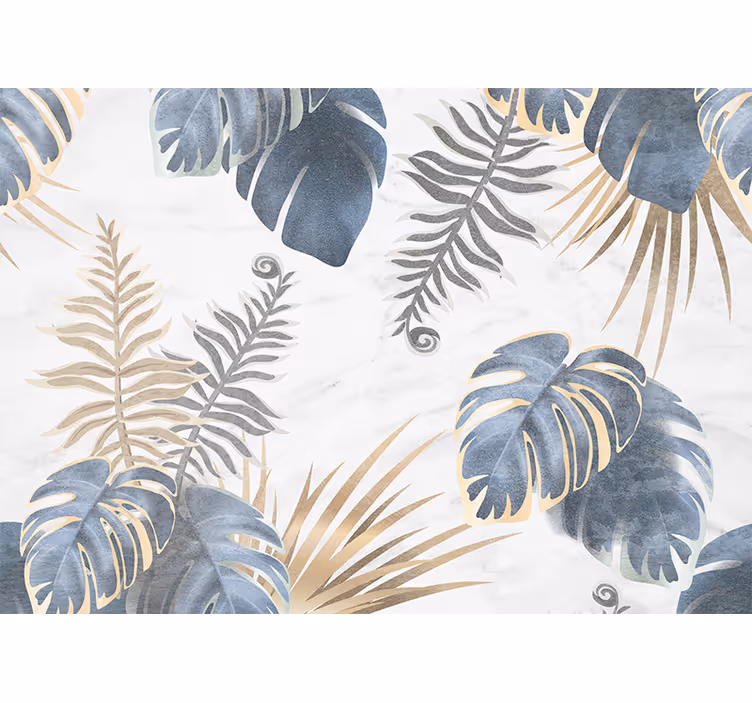 Estor enrollable habitación plantas tropicales azules - TenVinilo