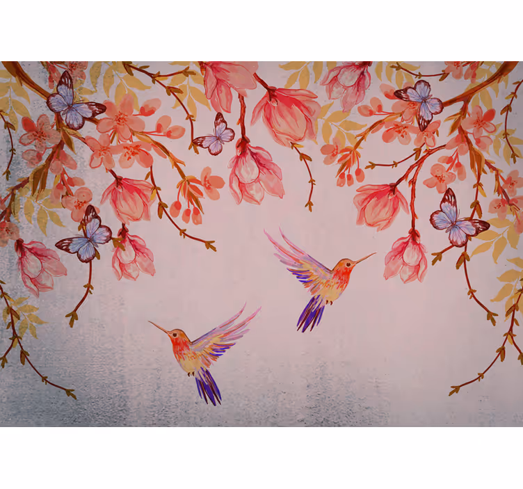 Estor enrollable habitación magnolia y pájaros estilo chino - TenVinilo