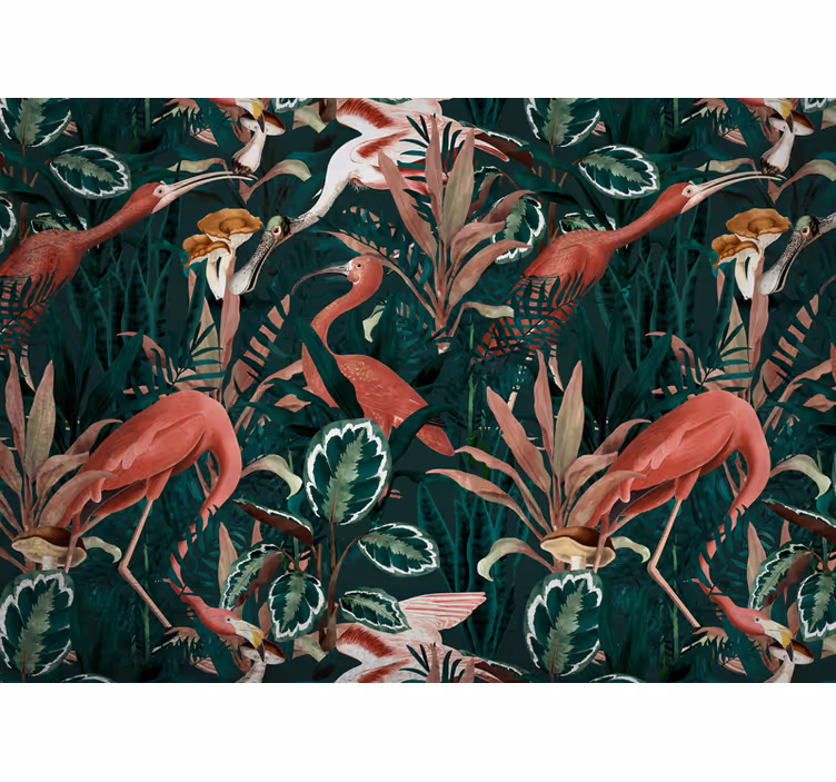 Estor enrollable habitación jardín vintage aves exóticas - TenVinilo