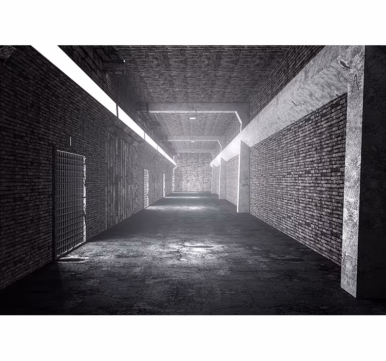 Estor enrollable habitación túnel de ladrillos 3d - TenVinilo